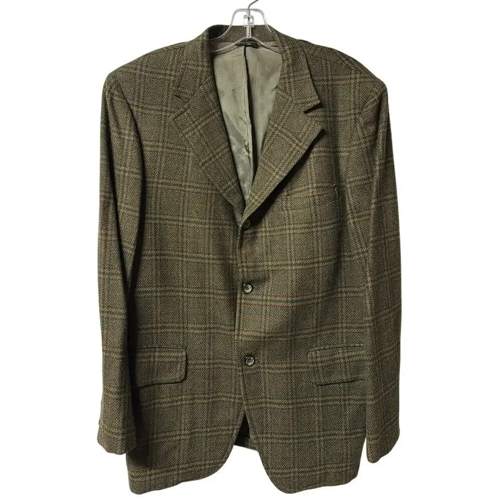 Vintage Men's‎ Warren Sewell Tweed Herringbone Sport Coat Blazer Green Red Blue